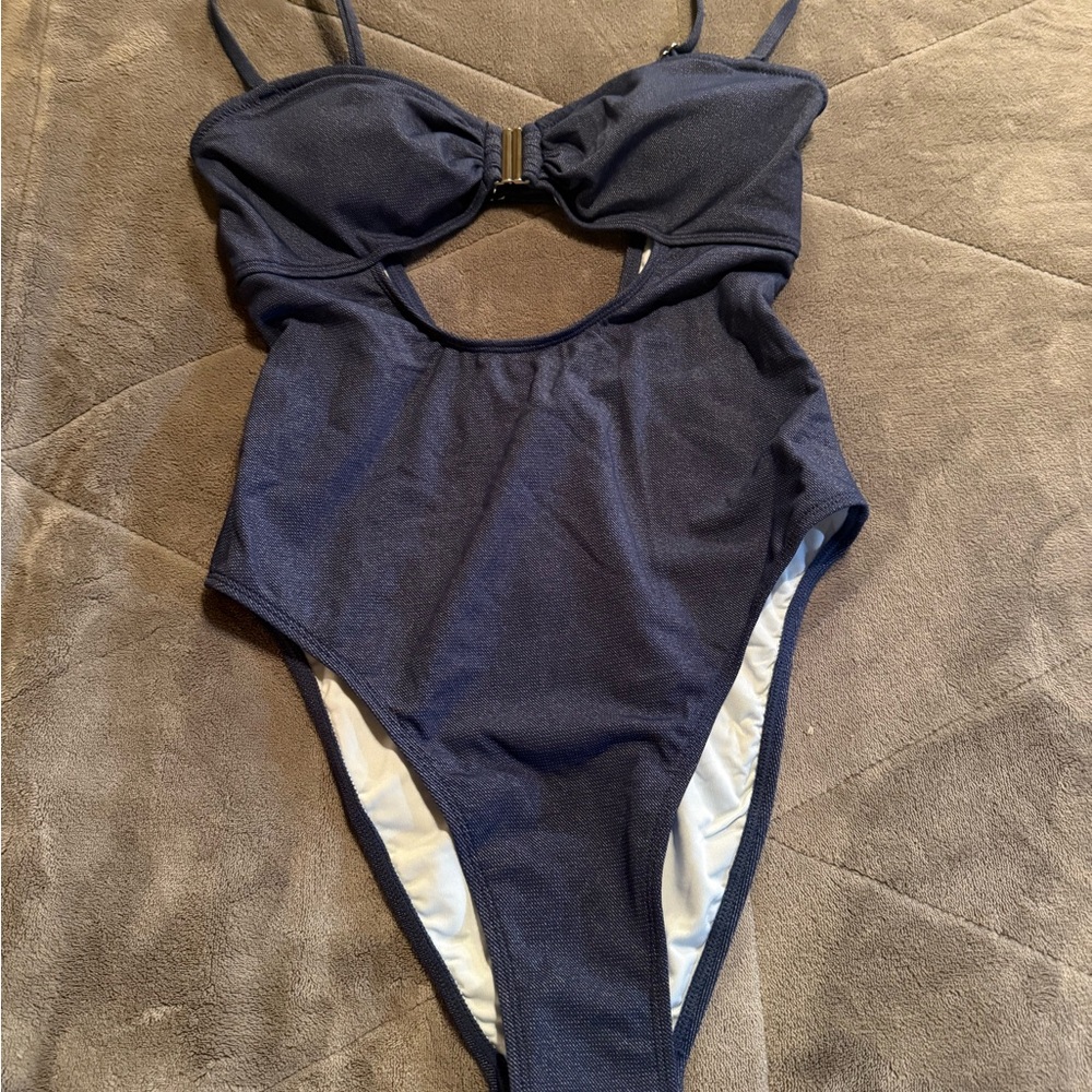 Cupshe Navy Blue Women Swim One Piece